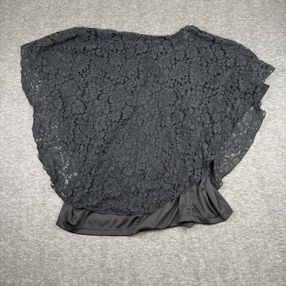 Whimsigoth Dark Fairycore 3X Batwing Lace Overlay Top Black Gold Accent - Picture 10 of 10